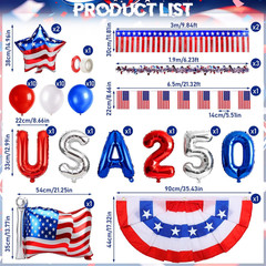 48PCS 4Th of July Golf Cart Decorations Kit, 250Th Anniversary USA Patriotic Par