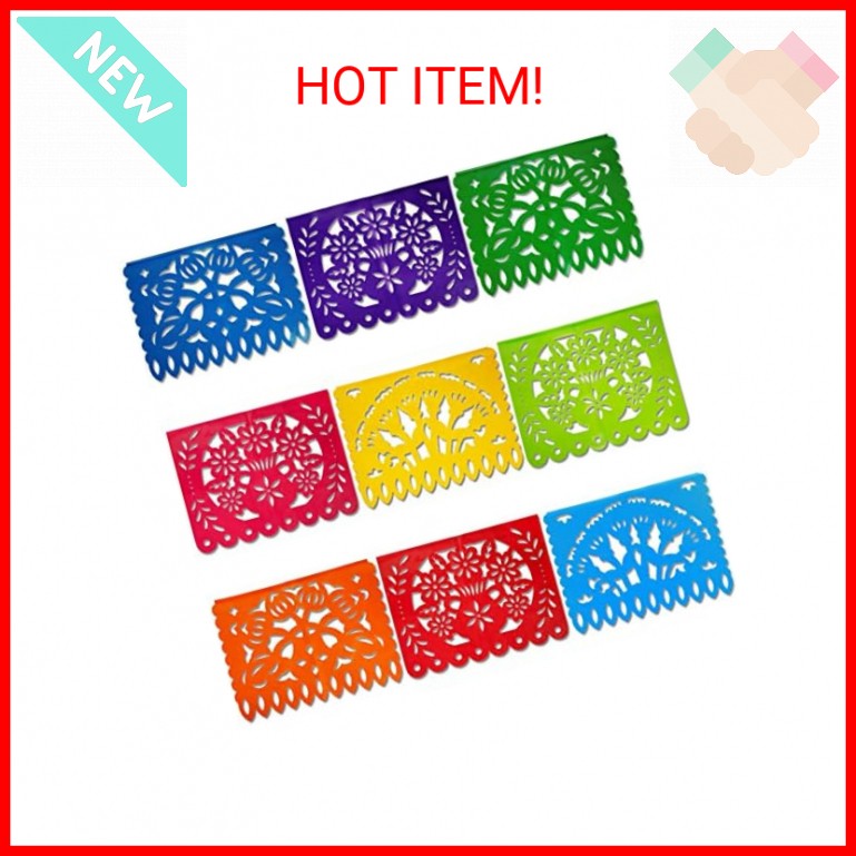 Mexican Party Decoration, 18 Feet Plastic Papel Picado Fiesta Banner Cinco de Ma