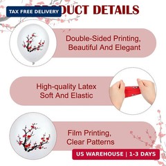 Jenaai 60 Pcs Hibachi Party Decorations Red White Black Gold Hibachi Balloons 12