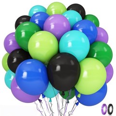 Black and Green Balloons, 60PCS Teal Blue Green Purple Video Game Balloons, B…
