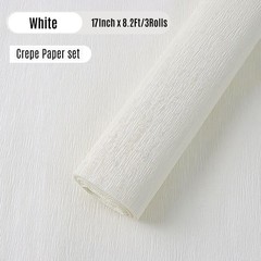 Crepe Paper Rolls, 17 Inch x 98 Inch, 3 Rolls – Heavy Duty Papel Crepe, White…