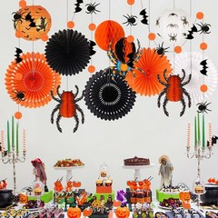 Halloween Party Decorations Hanging Spider Bat Lantern Paper Spiders Honeycomb F