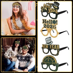 New Years Glasses 2026 – Plastic Gold and Black – Party Supplies for NYE