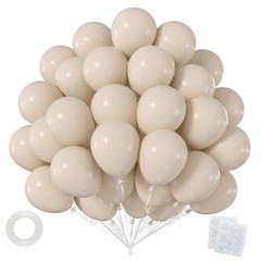 55pcs Sand White Balloons 12 Inch, Premium Matte Cream Beige Latex White Sand
