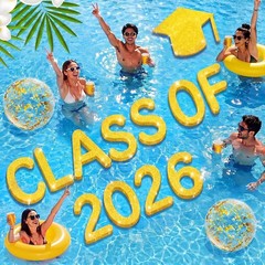Class of 2026 Pool Floating Letters Graduation Decorations Gold Glitter 14PCS