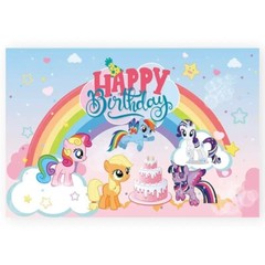 My Little Pony Happy Birthday Backdrop 5×3.5ft,for Kids Birthday Party Decorate
