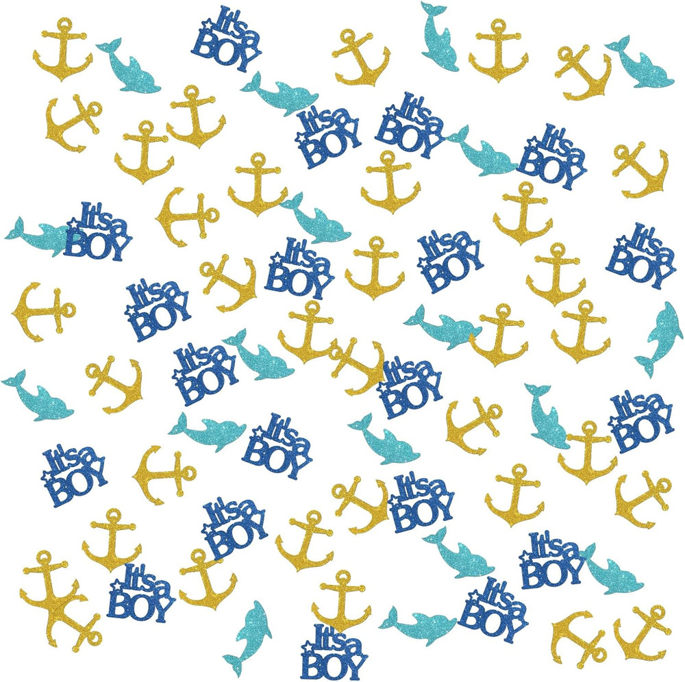 Nautical Theme It’S a Boy Confetti Glitter, Ship Anchor Confetti, Baby Shower, G
