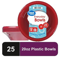 Everyday Disposable Plastic Bowls Red 20 Ounce 25 Count 3 Pack
