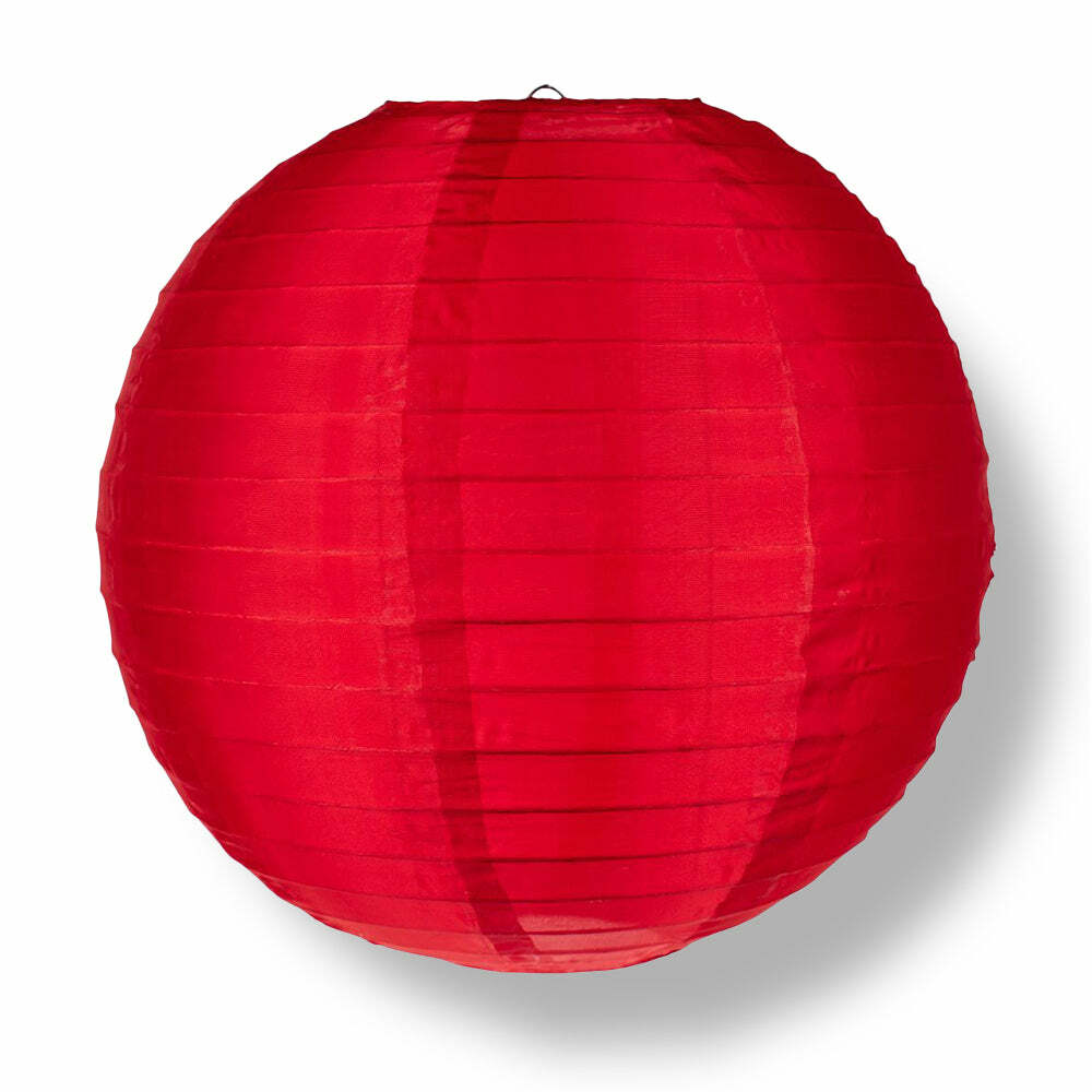 12″ Red Nylon Lantern, Even Ribbing, Durable, Hanging Decoration