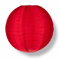 12″ Red Nylon Lantern, Even Ribbing, Durable, Hanging Decoration