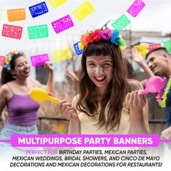 5 Pk Papel Picado Paper Banners Mexican Party Decorations for Cinco de Mayo D…