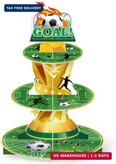 Soccer Birthday Party Decorations 3 Tier Cupcake Stand World Cup Trophy 2026 Foo