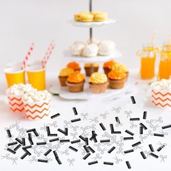 120 PCS Barber Themed Confetti Silver Black Glitter Haircut Salon Decor