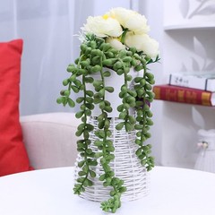 FLIPPED 3 Pack Artificial Plant Succulent Plants Hanging Green&13.7 in, Green