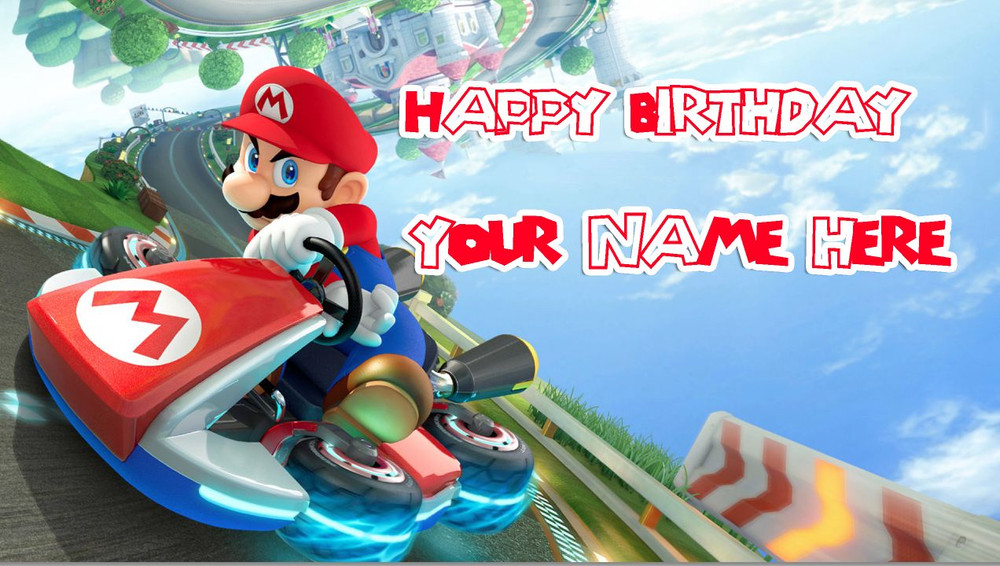 Birthday banner Personalized 6ft x 3ft Super Mario Kart 8