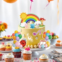 Cartoon Cake Toppers- 26Pcs Cartoon Cake Toppers with Mouse, Elephant, Pig