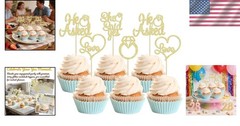 He Asked She Said Yes Cupcake Toppers Gold Glitter Diamond Ring Heart Love Ca…
