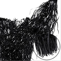 Fecedy 2pcs 3ft x 8.3ft Black Metallic Tinsel Foil Fringe Curtains Photo Booth P