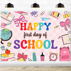 Happy First Day of School Backdrop Banner Large Size Back to School Backdrop Pho