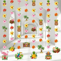 8 Pcs Hawaiian Luau Party Hanging Decorations Multicolor Tropical Decor Set