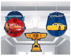 Disney Cars 3 Honeycomb Decorations ~ Birthday Party Supplies Balls Paper ~ 3pc.