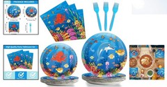 Vibrant Under the Sea Tableware – Baby Shower & Birthday Supplies for 24 Guests