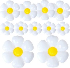 11PCS Daisy Balloons,Huge White Flower Daisy Foil Mylar Balloons for Baby Shower