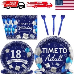Time to Adult 18th Birthday Tableware Set – 96 Pieces for Memorable Celebrations