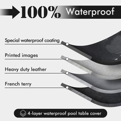 iEsstros 6ft Pool Table Cover Waterproof Leather Billiard Cover Outdoor Black