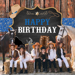 Mocsicka Western Cowboy Birthday Backdrop Banner 7X5Ft Wild West Rodeo Theme Par
