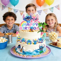 20 Pcs Stitch Cake Decoration Favors Stitch Birthday Party Cake Topper Supplies