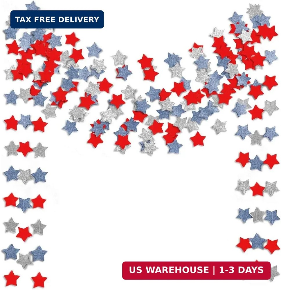 6 Pack Patriotic Star Streamers Garland Red White Blue Bunting Banner Paper Hang