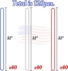 4th of July Accessories: 120pc Beaded Necklaces Party Favors