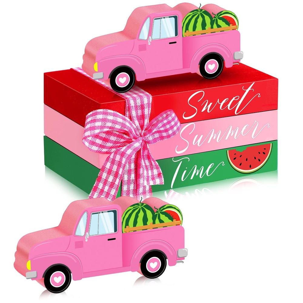 4 Pcs Watermelon Tiered Tray Decor Mini Summer Decor Summer Table Decorations…