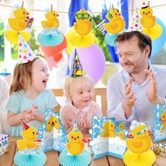 12 Pcs Rubber Duck Birthday Party Decorations Rubber Duck Themed Honeycomb Cente