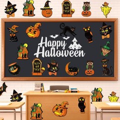 JarThenaAMCS 48 Pcs Vintage Halloween Cutouts Retro Pumpkin Witch Cat CutOuts…