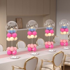 6 Pack Clear Acrylic Balloon Centerpieces for Tables – 15.75‑inch Balloon Sta…