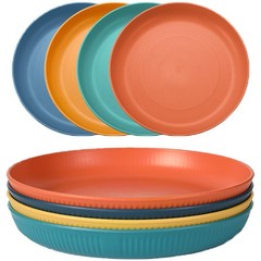 Dinner Plates Set of 4, 8 Inch Plastic 8 inches, 4 Stripe