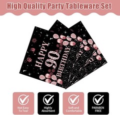 90th Birthday Snack/Dessert Disposable (Plates, Napkins, Forks)
