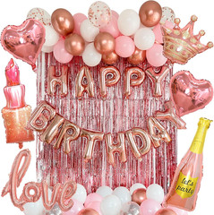 VIDAL CRAFTS 71-Piece Rose Gold Birthday Decorations for Women – Party Backdrop