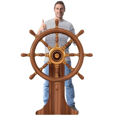 Ship Wheel Cardboard Cutout Stand Up Pirate Nautical Party Decorations