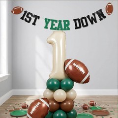 First Football Decorations with Number 1 Balloon 1st Year Down Banner First Y…