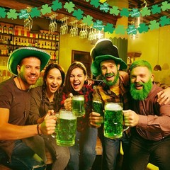 OHOME St Patricks Day Decorations – 40 Pack Shamrock Clover 32.8ft, Green