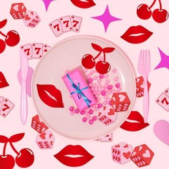 600 PCS Red Pink Valentines Lucky In Love Table Confetti Casino Party Decor