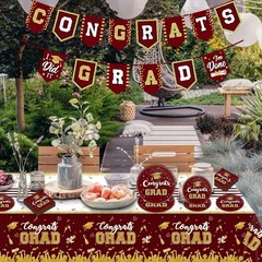 Maroon and Gold Graduation Party Tableware Kit for 24 Guests Class of 2026 Gr…
