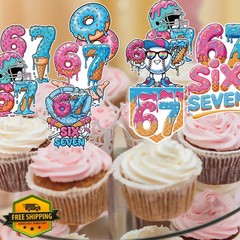 Musaeva 6 7 Birthday Decorations – 36 Pcs 67 Meme Birthday Theme Party Cupcak…