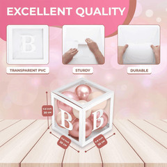 Baby Shower Boxes with Letters – White Boxes with Rose Gold Dusty Pink Sand &