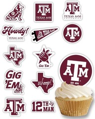 Texas A&M Cupcake Topper Party Supplies for Football, Birthday, Graduation Pa…