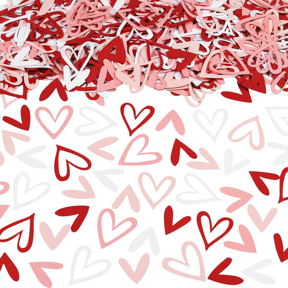 200Pcs Red and Pink Valentines Day Heart Confetti Valentines Day Table Confet…