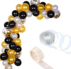 16 FT Balloon Garland Arch Kit Black Gold 100 Balloons 100 Glue Stickers